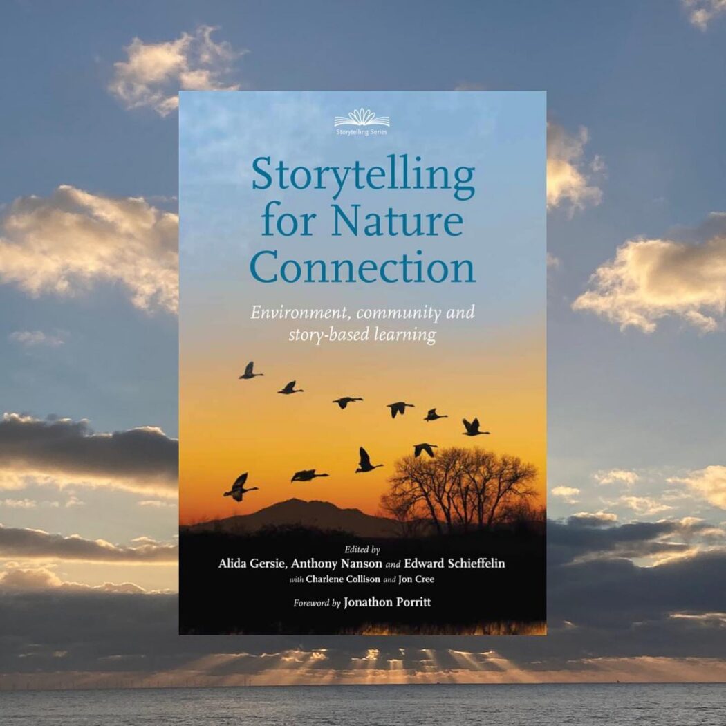 cover of Storytelling for Nature Connection against a seascape