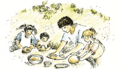 Children making bread