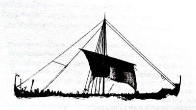 Silhouette of a longship