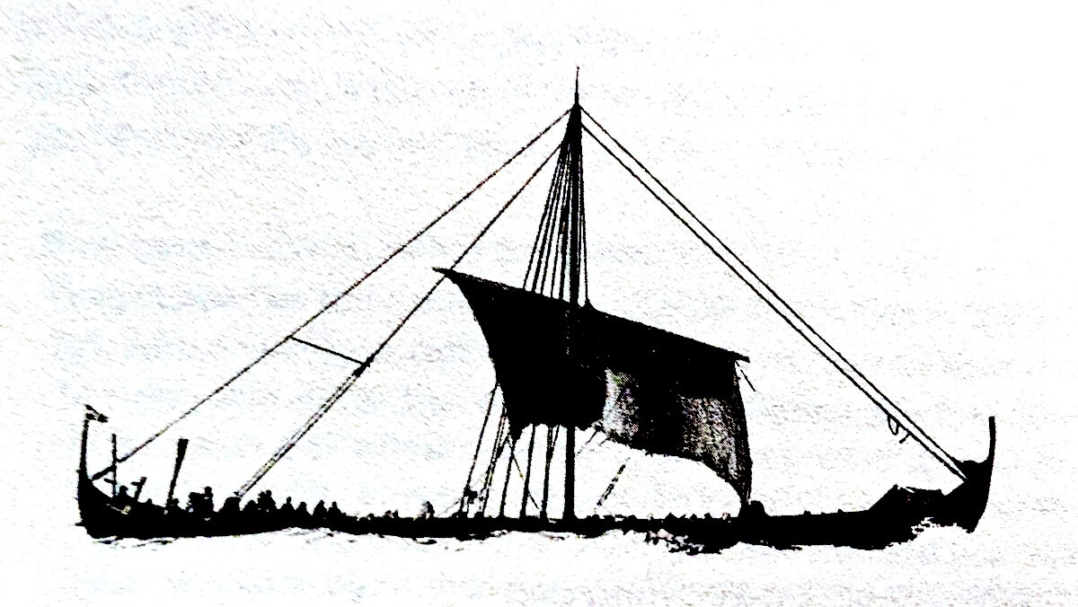 Silhouette of a longship